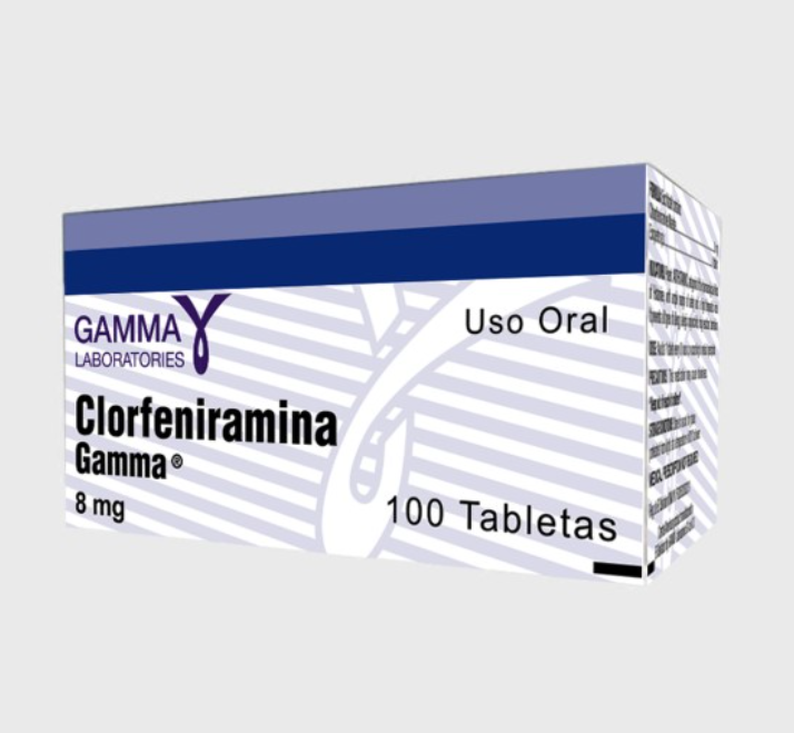 CLORFENIRAMINA GAMMA 8MG X 100 TABLETAS