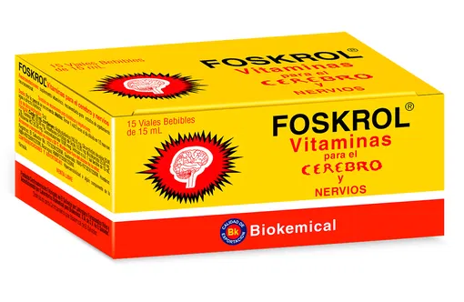 FOSKROL VITAMINAS PARA EL CEREBRO X 15 VIALES BEBIBLES